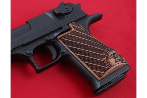 Hk grips Walnut Wood Gun Grips Compatible with Desert Eagle, Brown, Checkered, Hand-Finished, Walnut Gun Grip for Shooters