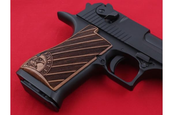 Hk grips Walnut Wood Gun Grips Compatible with Desert Eagle, Brown, Checkered, Hand-Finished, Walnut Gun Grip for Shooters