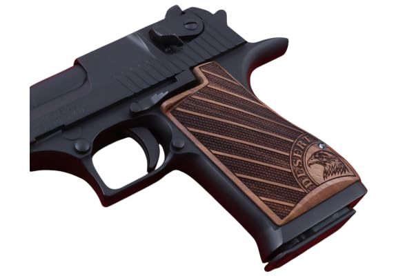 Hk grips Walnut Wood Gun Grips Compatible with Desert Eagle, Brown, Checkered, Hand-Finished, Walnut Gun Grip for Shooters