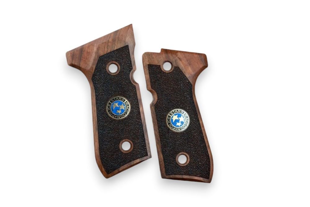 HK GRIPS Compatible with Beretta 92/96/98/M9 Full Size Grips, Resident Evil, Samurai Edge, Biohazard Raccoon S.T.A.R.S, Light Walnut Wood
