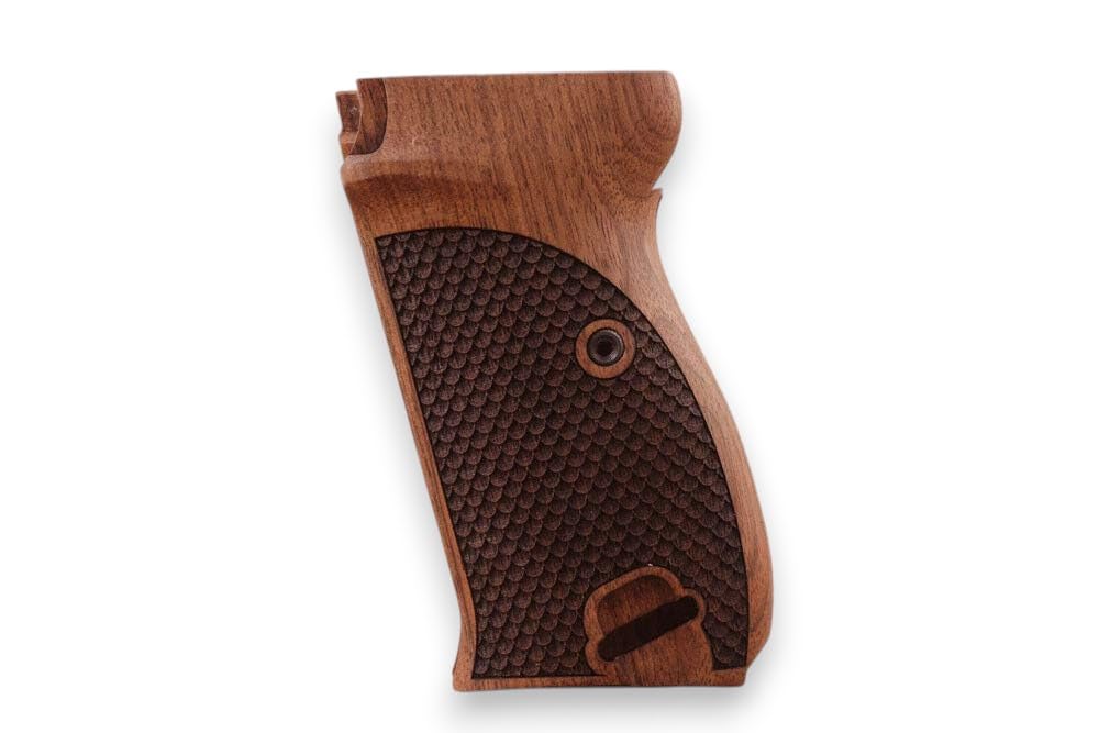 HK GRIPS Walnut Wooden Grip Panels Compatible with Walther P38 Dragon Skin Textured Design
