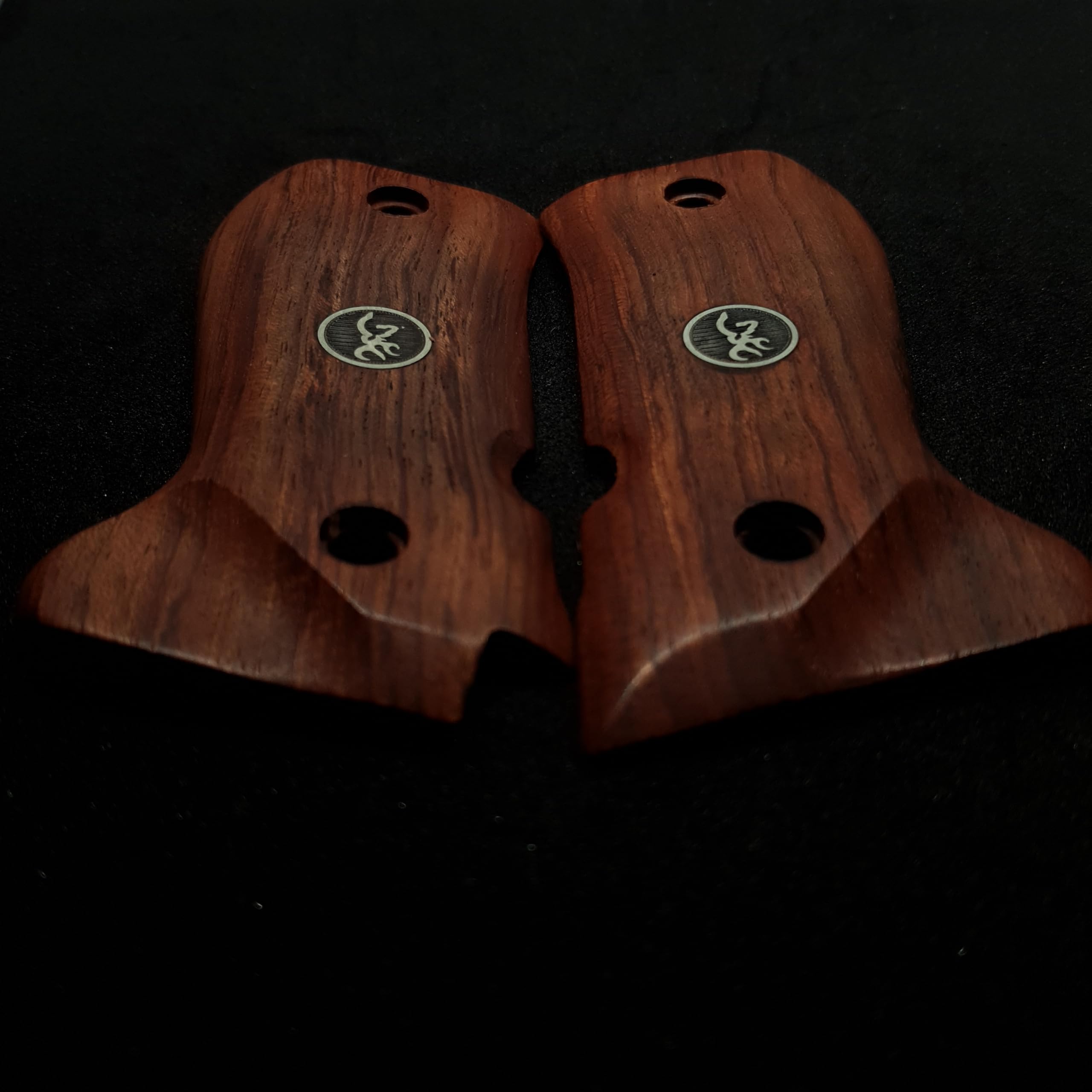 HK GRIPS Grip Panels Compatible with Browning BDA 380 Rosewood Grips Silver Logo