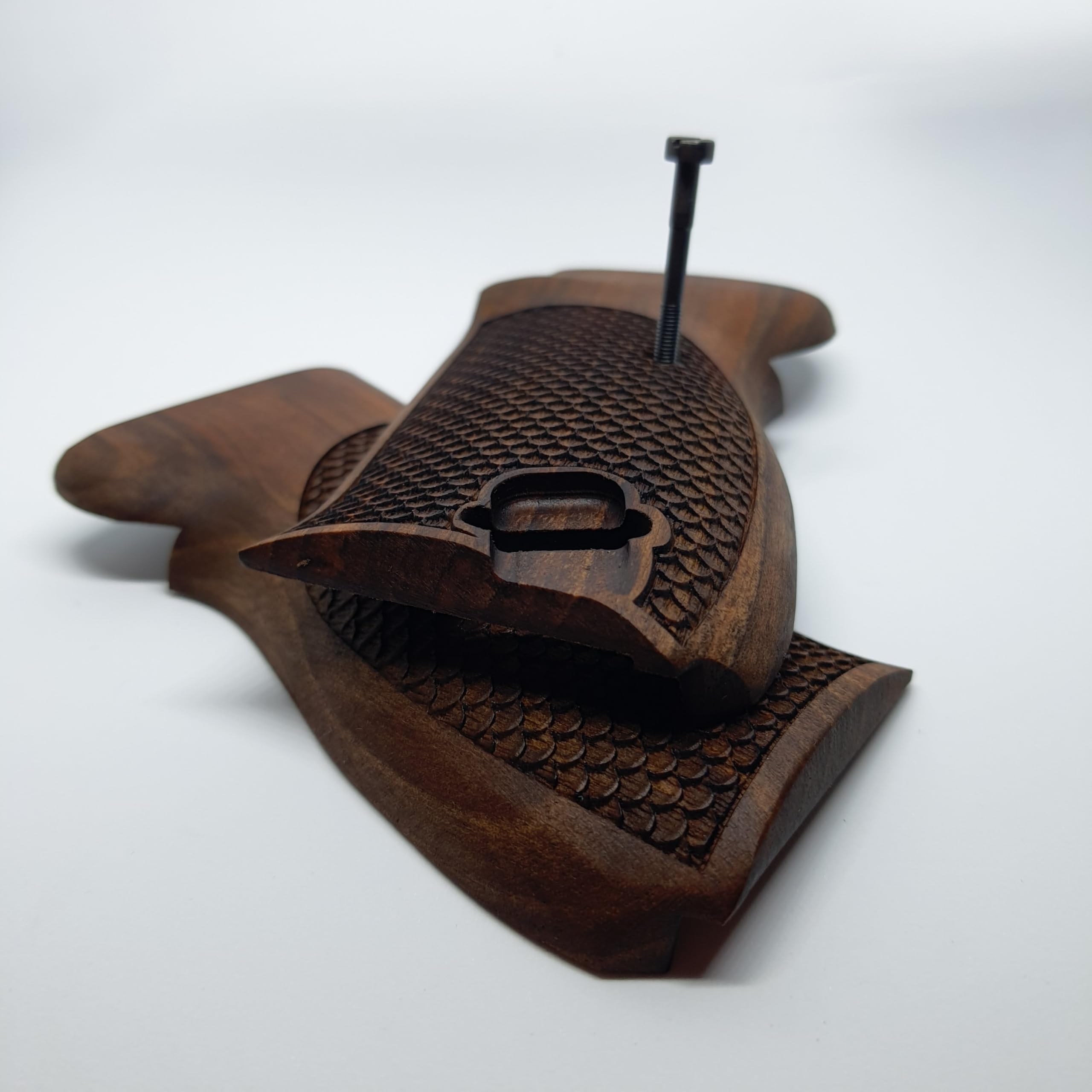 HK GRIPS Walnut Wooden Grip Panels Compatible with Walther P38 Dragon Skin Textured Design