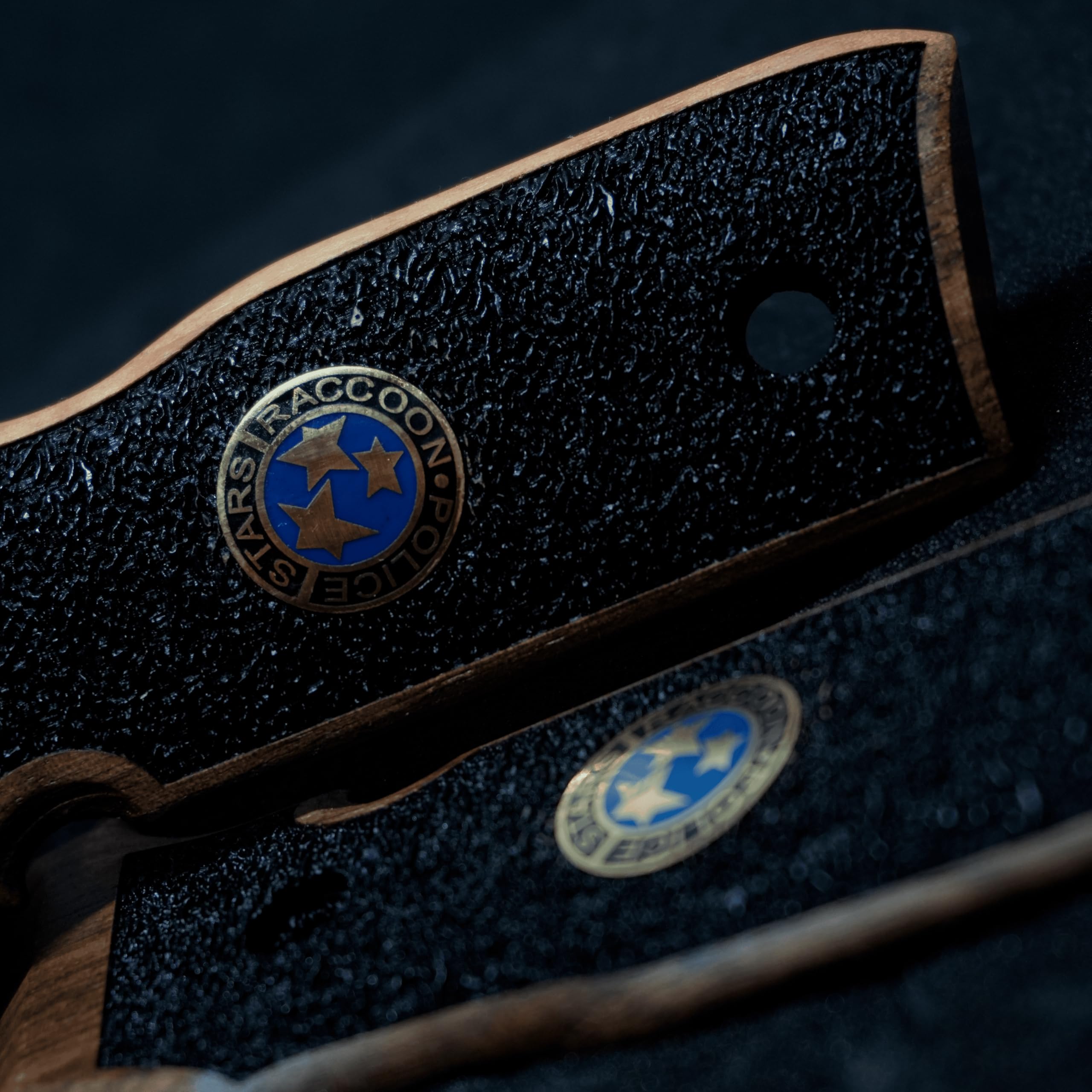 HK GRIPS Walnut Wooden Grip Panels Compatible with Beretta Stoeger Cougar 8000/8040 / 8357 Samurai Edge Style Resident Evil Stars Design