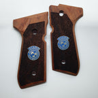 HK GRIPS Compatible with Beretta 92/96/98/M9 Full Size Grips, Resident Evil, Samurai Edge, Biohazard Raccoon S.T.A.R.S, Light Walnut Wood