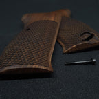 HK GRIPS Walnut Wooden Grip Panels Compatible with Walther P38 Dragon Skin Textured Design