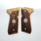 HK GRIPS Compatible with Beretta 92/96/98/M9 Full Size Grips, Resident Evil, Samurai Edge, Biohazard Raccoon S.T.A.R.S, Light Walnut Wood
