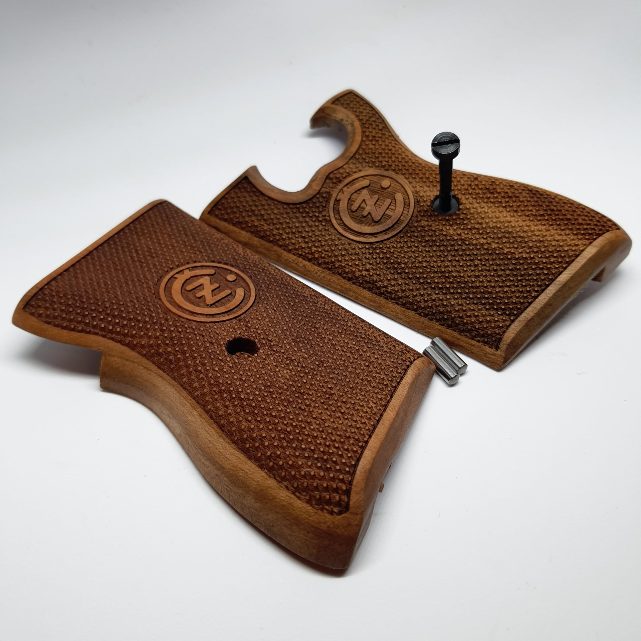 HK GRIPS Walnut Wooden Grip Panels Compatible with CZ VZOR 50 and VZOR 70 Models Handcrafted Lazer Logo Ergonomic Handle Accessories