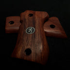 HK GRIPS Grip Panels Compatible with Browning BDA 380 Rosewood Grips Silver Logo