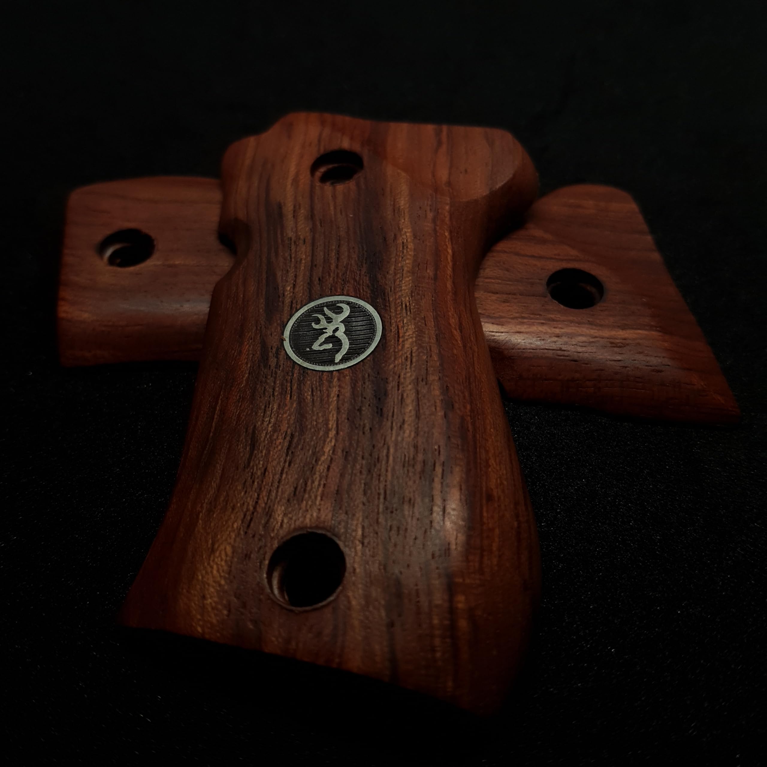 HK GRIPS Grip Panels Compatible with Browning BDA 380 Rosewood Grips Silver Logo