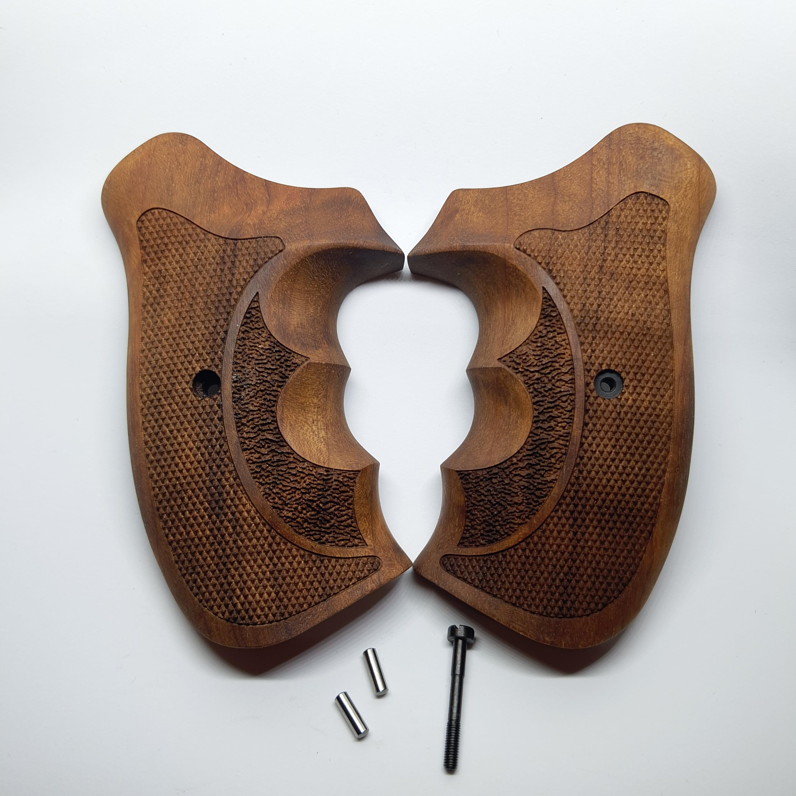 HK GRIPS Precision Crafted Walnut Grip Set Compatible with Smith & Wesson N Frame Revolvers Round Butt Ergonomic Wood Handle