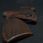 HK GRIPS Walnut Wooden Grip Panels Compatible with Walther P38 Dragon Skin Textured Design
