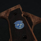 HK GRIPS Compatible with Beretta 92/96/98/M9 Full Size Grips, Resident Evil, Samurai Edge, Biohazard Raccoon S.T.A.R.S, Light Walnut Wood