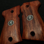 HK GRIPS Grip Panels Compatible with Browning BDA 380 Rosewood Grips Silver Logo