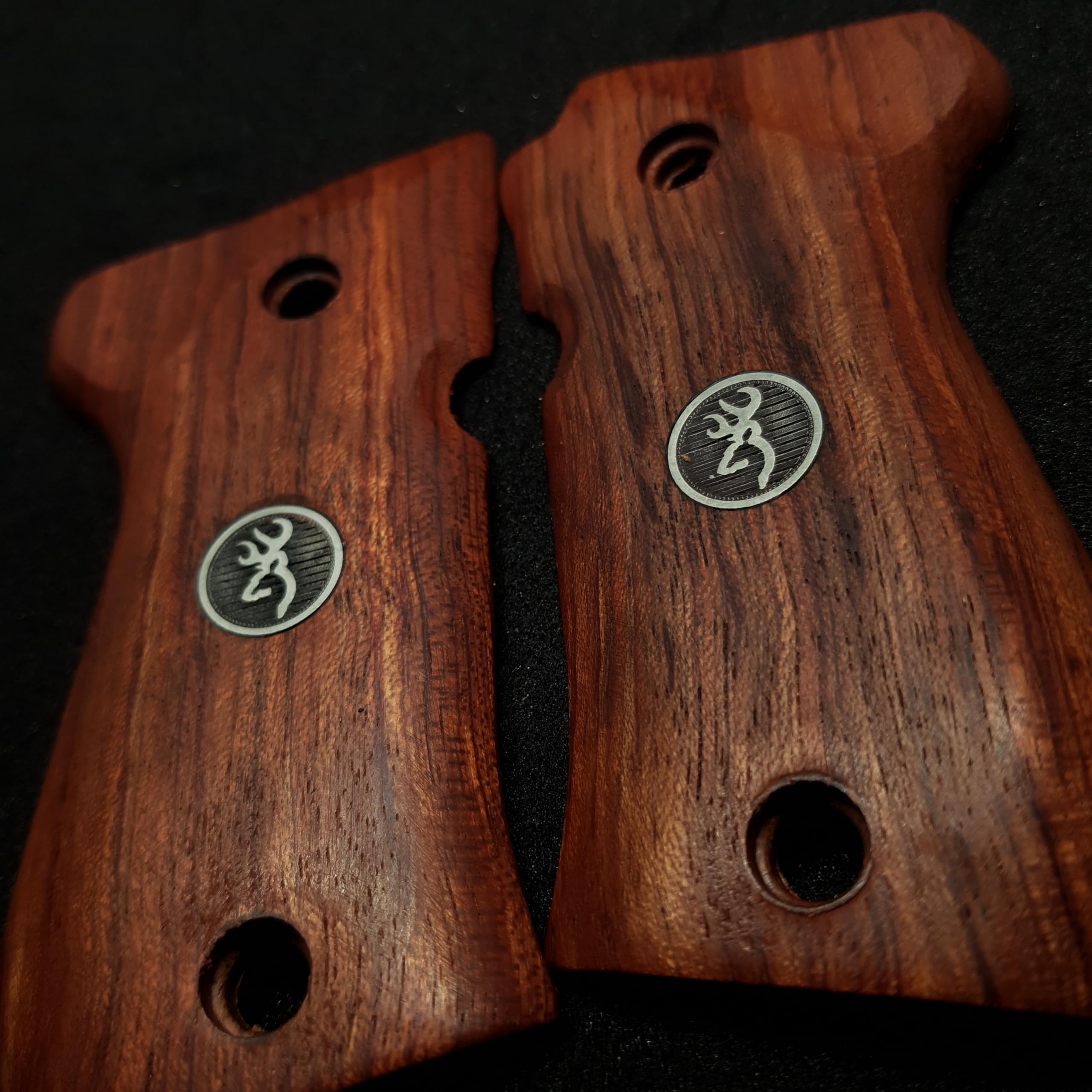 HK GRIPS Grip Panels Compatible with Browning BDA 380 Rosewood Grips Silver Logo