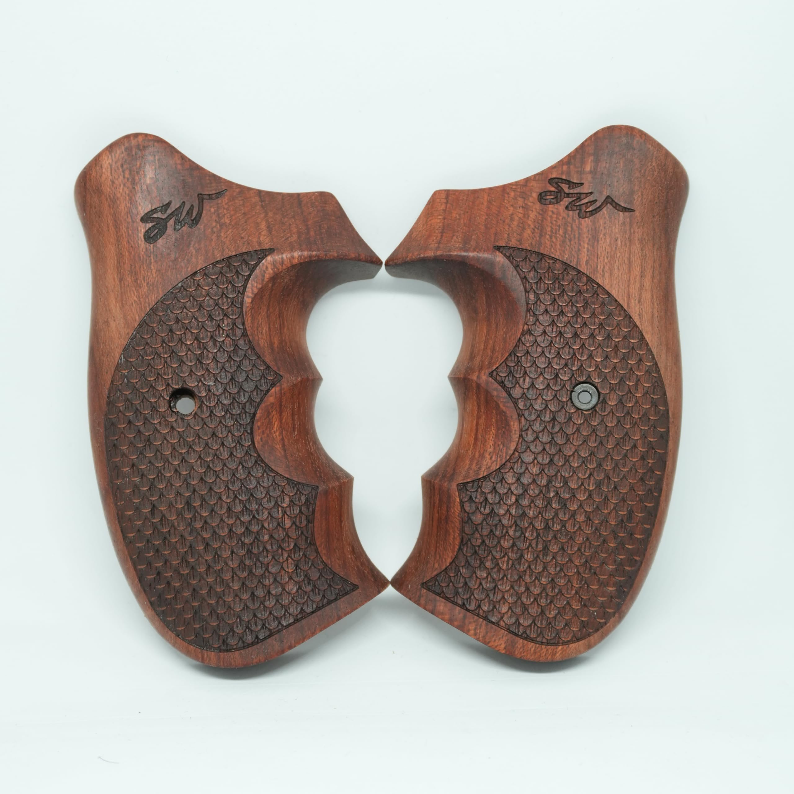 HK GRIPS Walnut Wooden Grip Panels Compatible with Smith Wesson K L and X Frame Round Butt Revolvers