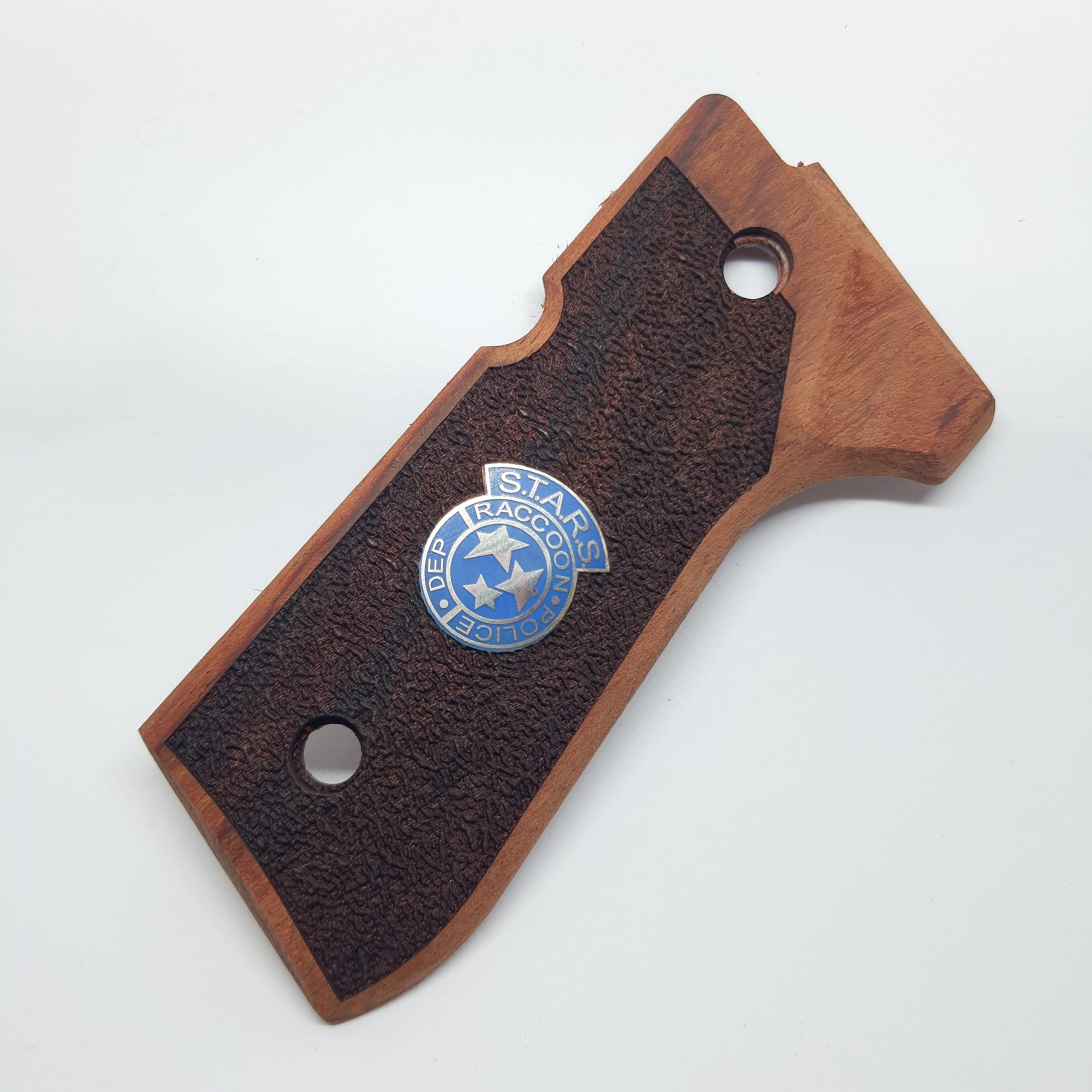 HK GRIPS Compatible with Beretta 92/96/98/M9 Full Size Grips, Resident Evil, Samurai Edge, Biohazard Raccoon S.T.A.R.S, Light Walnut Wood