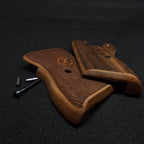 HK GRIPS Walnut Wooden Grip Panels Compatible with CZ VZOR 50 and VZOR 70 Models Handcrafted Lazer Logo Ergonomic Handle Accessories