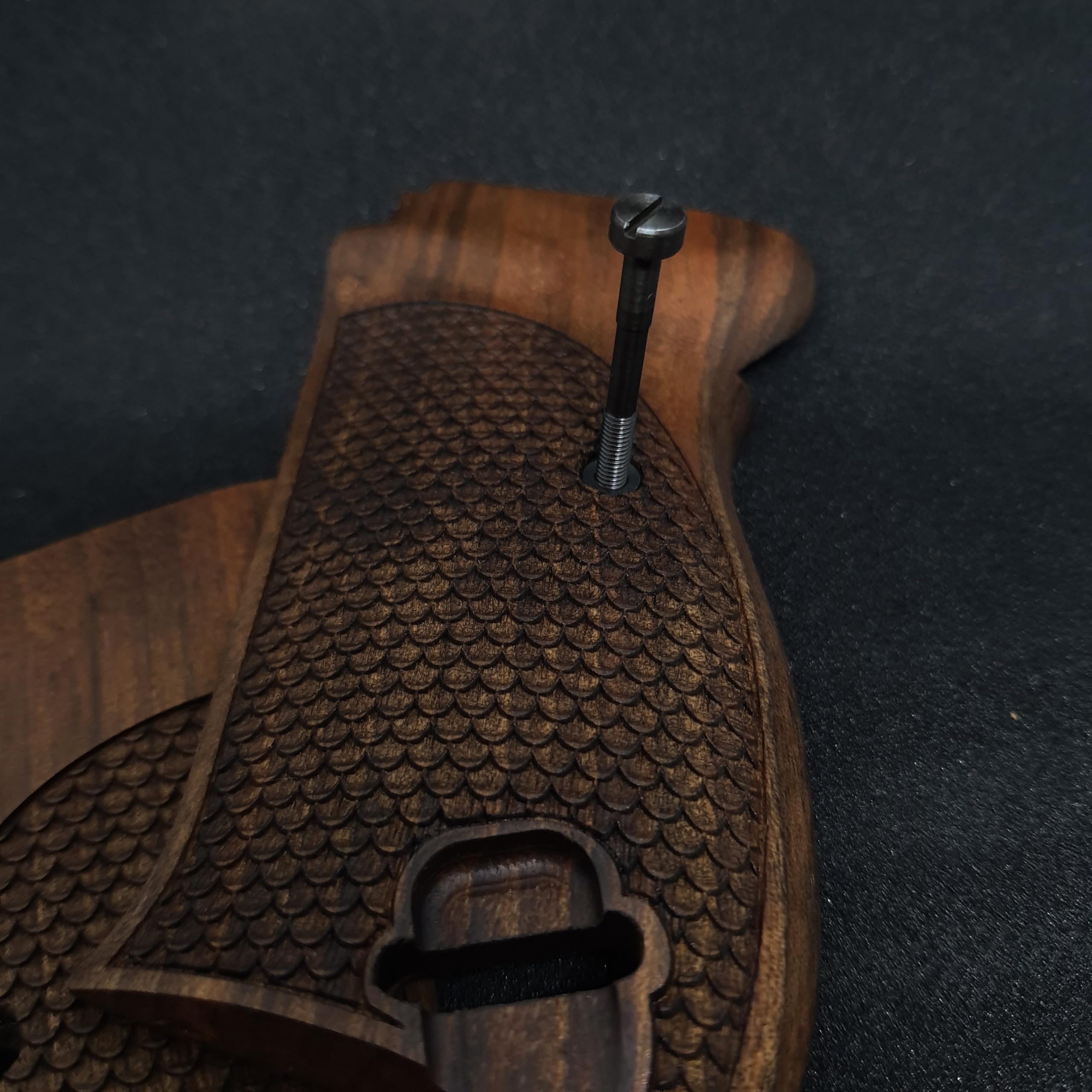 HK GRIPS Walnut Wooden Grip Panels Compatible with Walther P38 Dragon Skin Textured Design