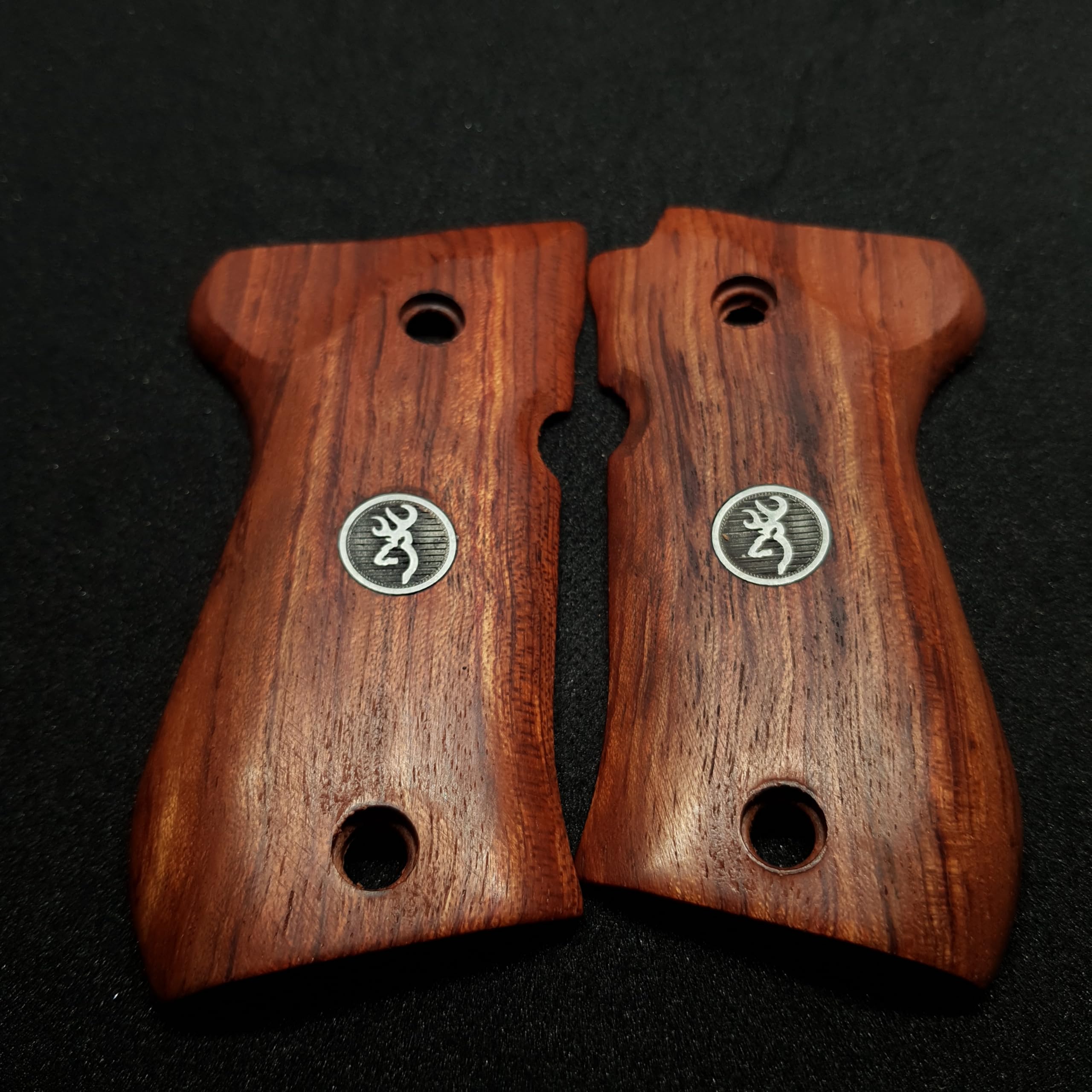 HK GRIPS Grip Panels Compatible with Browning BDA 380 Rosewood Grips Silver Logo