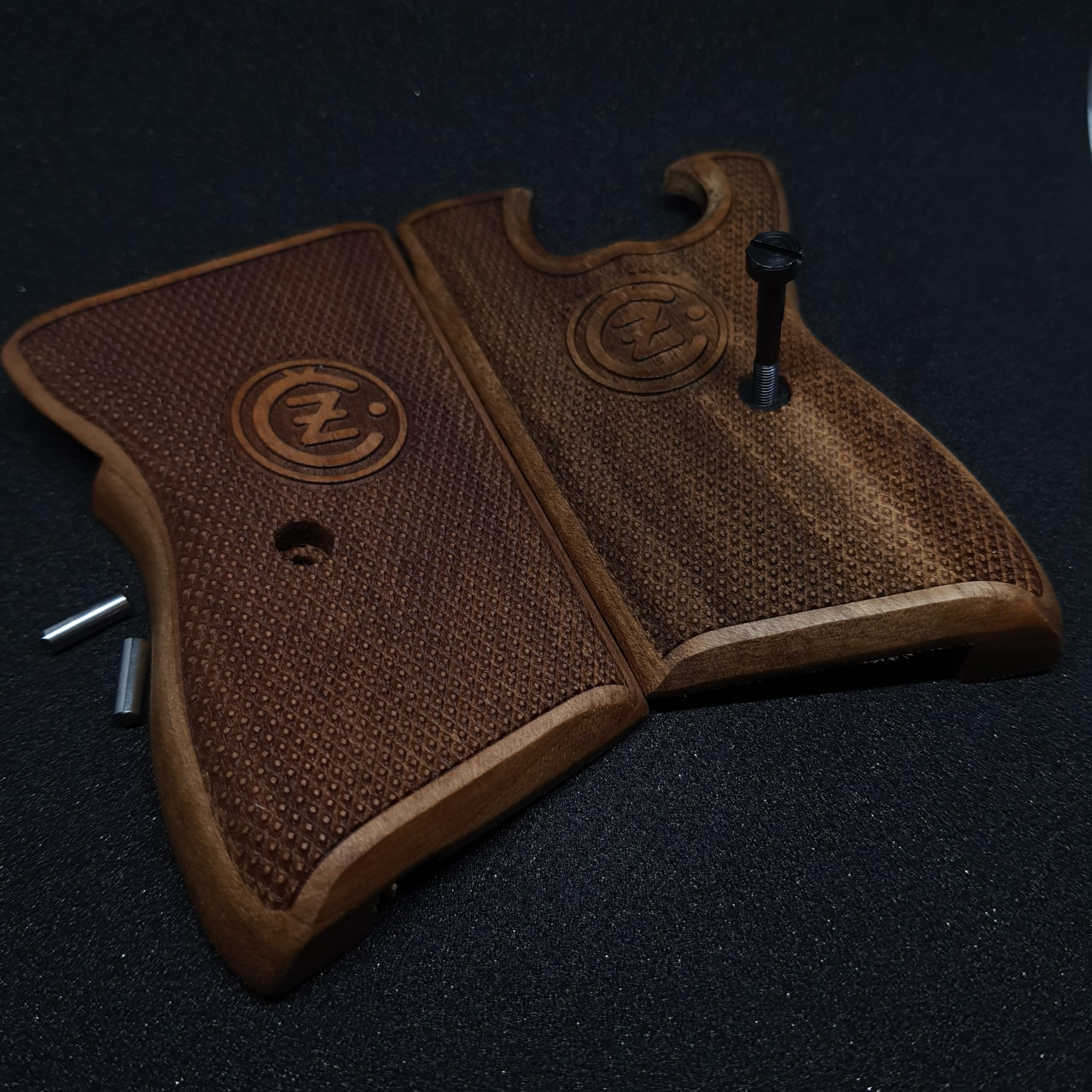 HK GRIPS Walnut Wooden Grip Panels Compatible with CZ VZOR 50 and VZOR 70 Models Handcrafted Lazer Logo Ergonomic Handle Accessories
