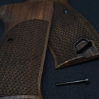 HK GRIPS Walnut Wooden Grip Panels Compatible with Walther P38 Dragon Skin Textured Design