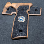 HK GRIPS Walnut Wooden Grip Panels Compatible with Beretta Stoeger Cougar 8000/8040 / 8357 Samurai Edge Style Resident Evil Stars Design
