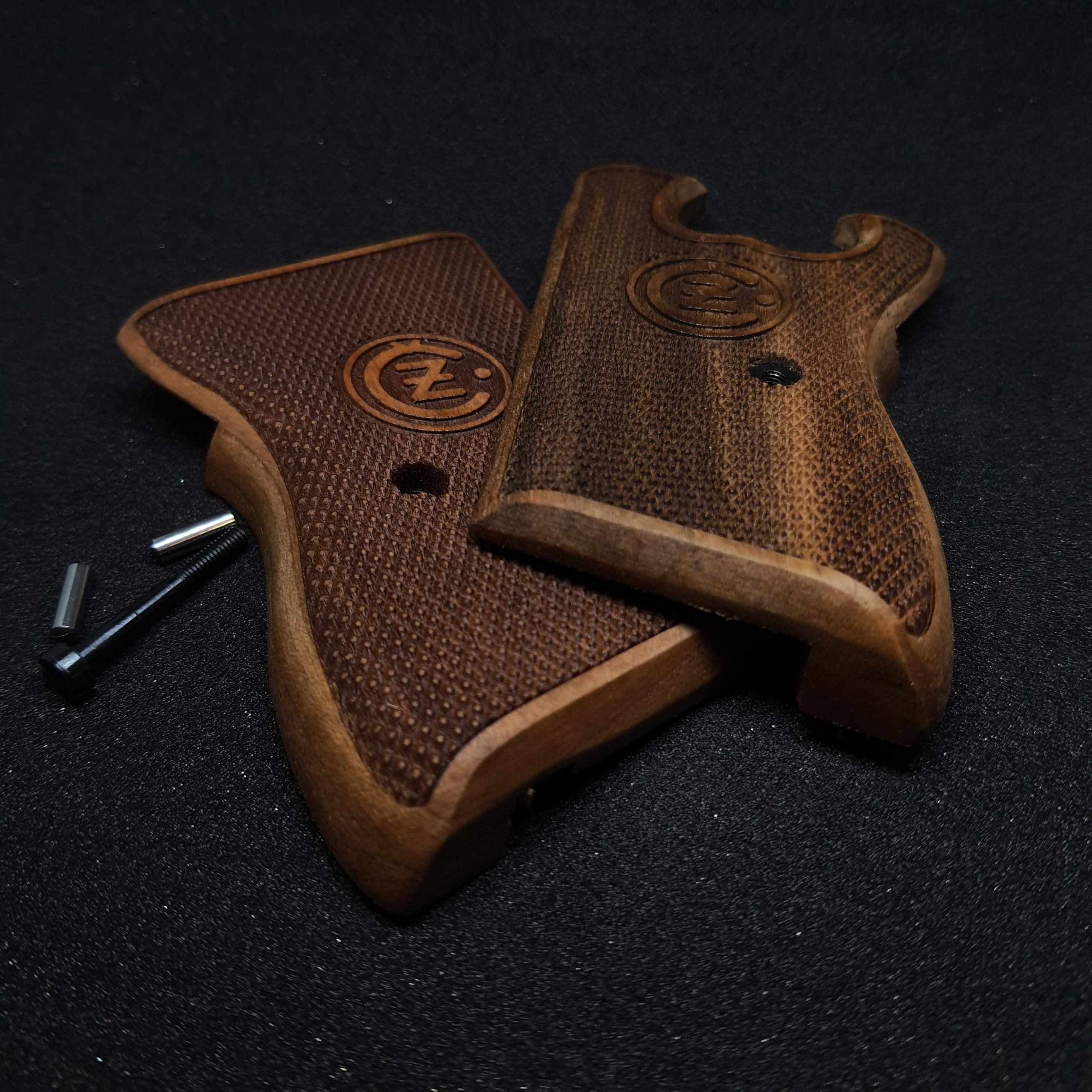 HK GRIPS Walnut Wooden Grip Panels Compatible with CZ VZOR 50 and VZOR 70 Models Handcrafted Lazer Logo Ergonomic Handle Accessories