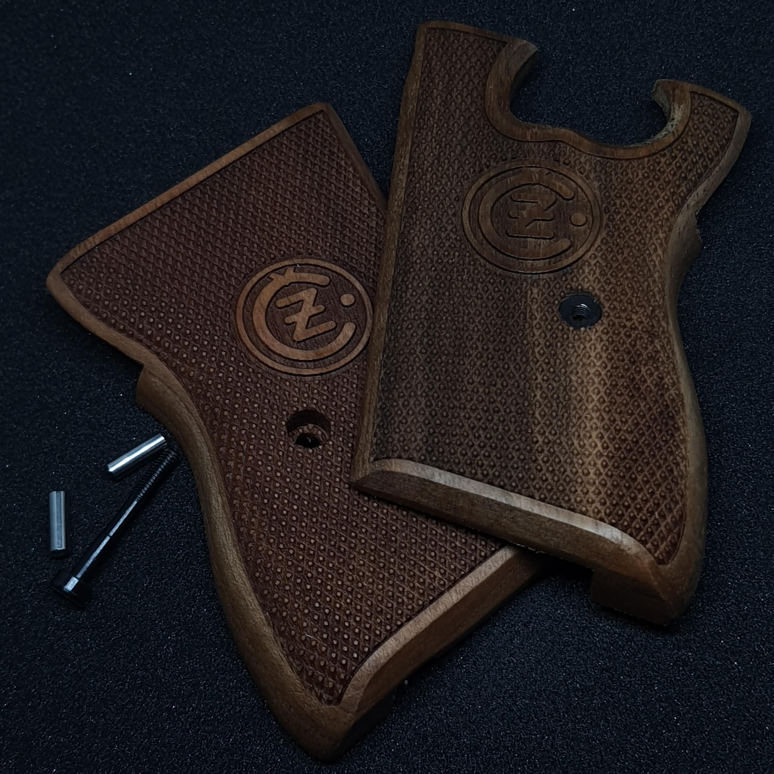 HK GRIPS Walnut Wooden Grip Panels Compatible with CZ VZOR 50 and VZOR 70 Models Handcrafted Lazer Logo Ergonomic Handle Accessories