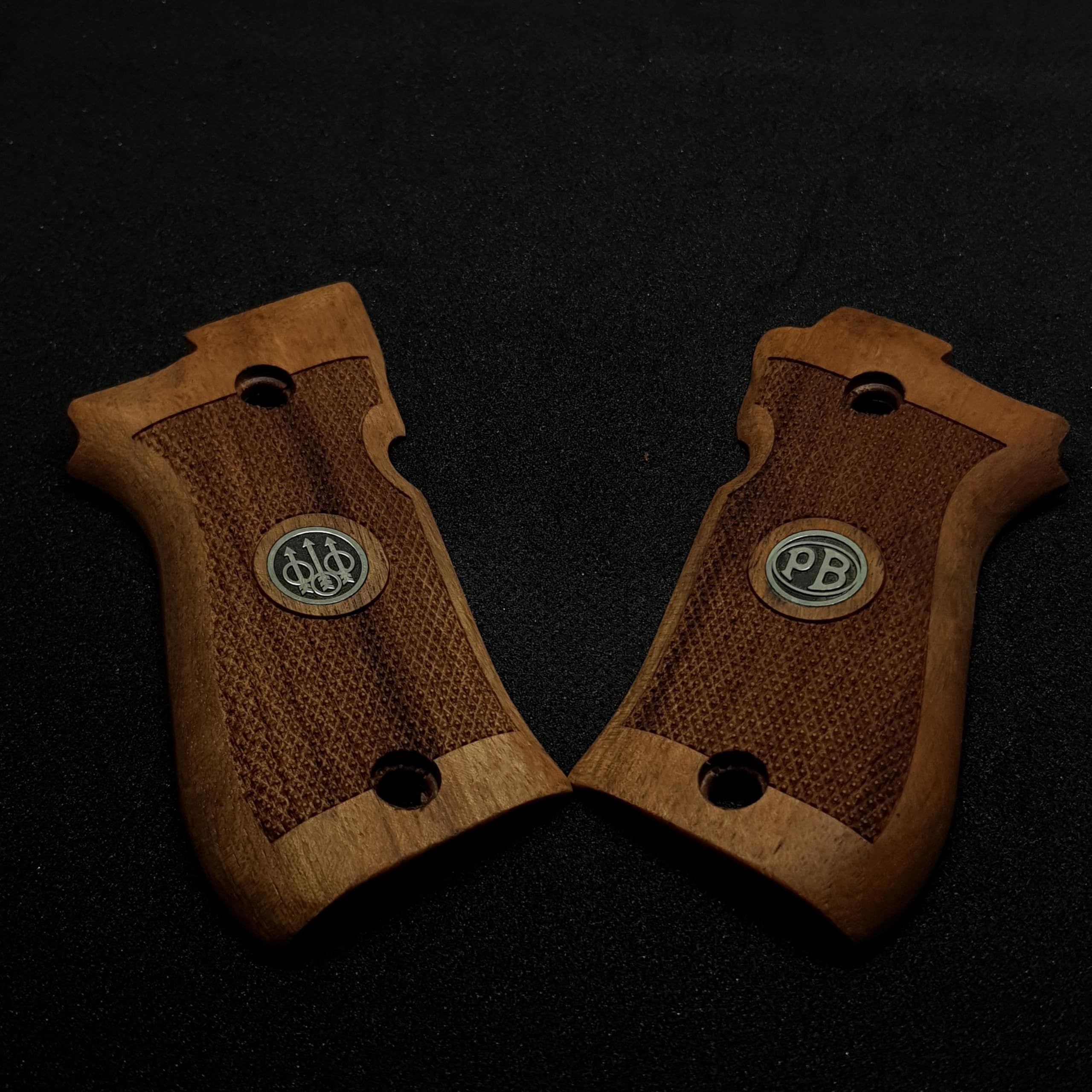 HK GRIPS Turkish Walnut Wooden Grip Panels Compatible with Beretta 81/81F/81FS/84/84F/84FS Cheetah Series